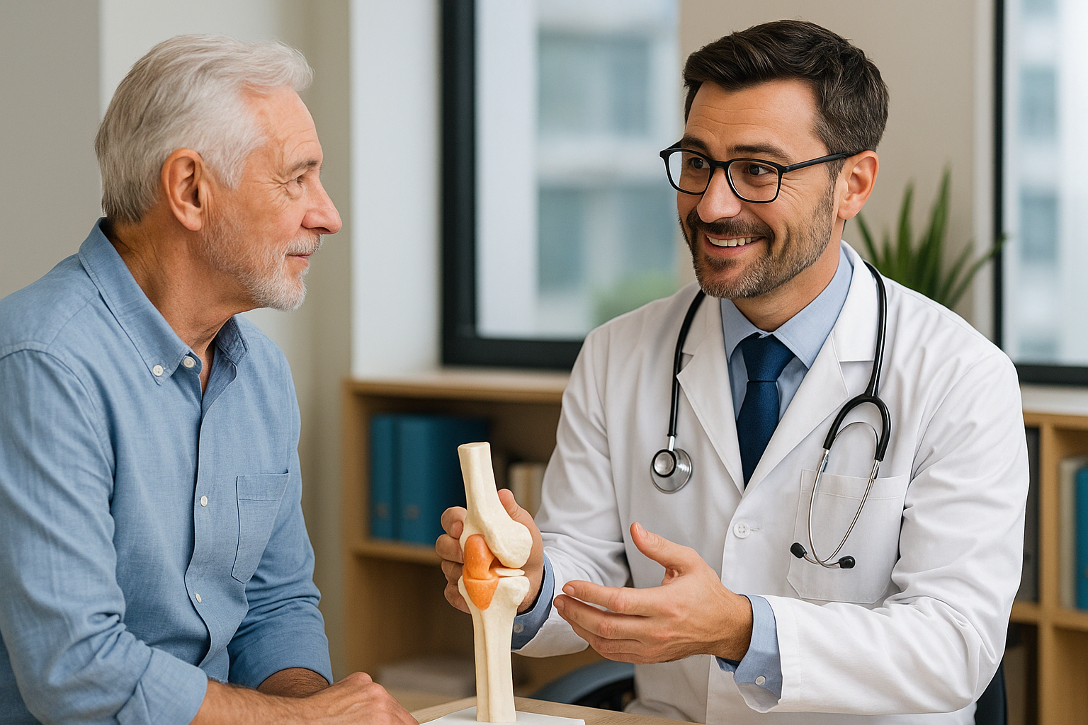 Doctor discussing knee surgery with a patient